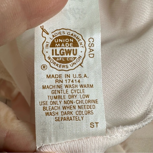 Miss Elaine Vintage ILGWU Pink Nylon Floral Embroidered Nightgown Small S - Picture 10 of 10